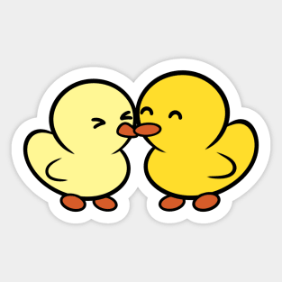 Duckie and Duck Kiss Sticker